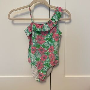 Lilly Pulitzer pink and Green girls swimsuit.